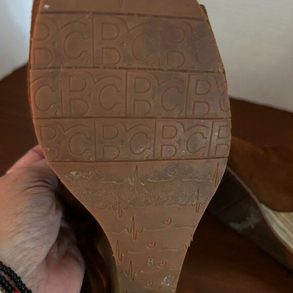 BC Born in California Brown Suede Peep Toe Wedge Sandals – Women’s Lace-Up Heels - Picture 5 of 7